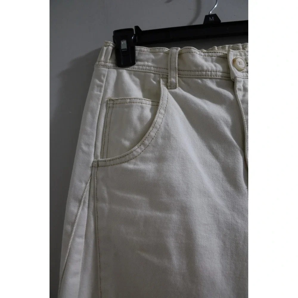 Free People We The Free Twenty Four Barrel Leg Pants Cream White‎ Denim Size 24